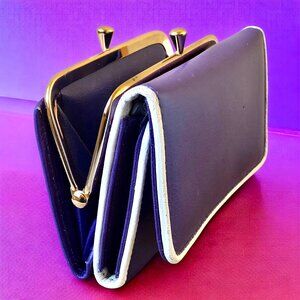 SMITHY Vintage Coin Wallet Nappa Cowhide Purple Leather Tri-Fold New Defects